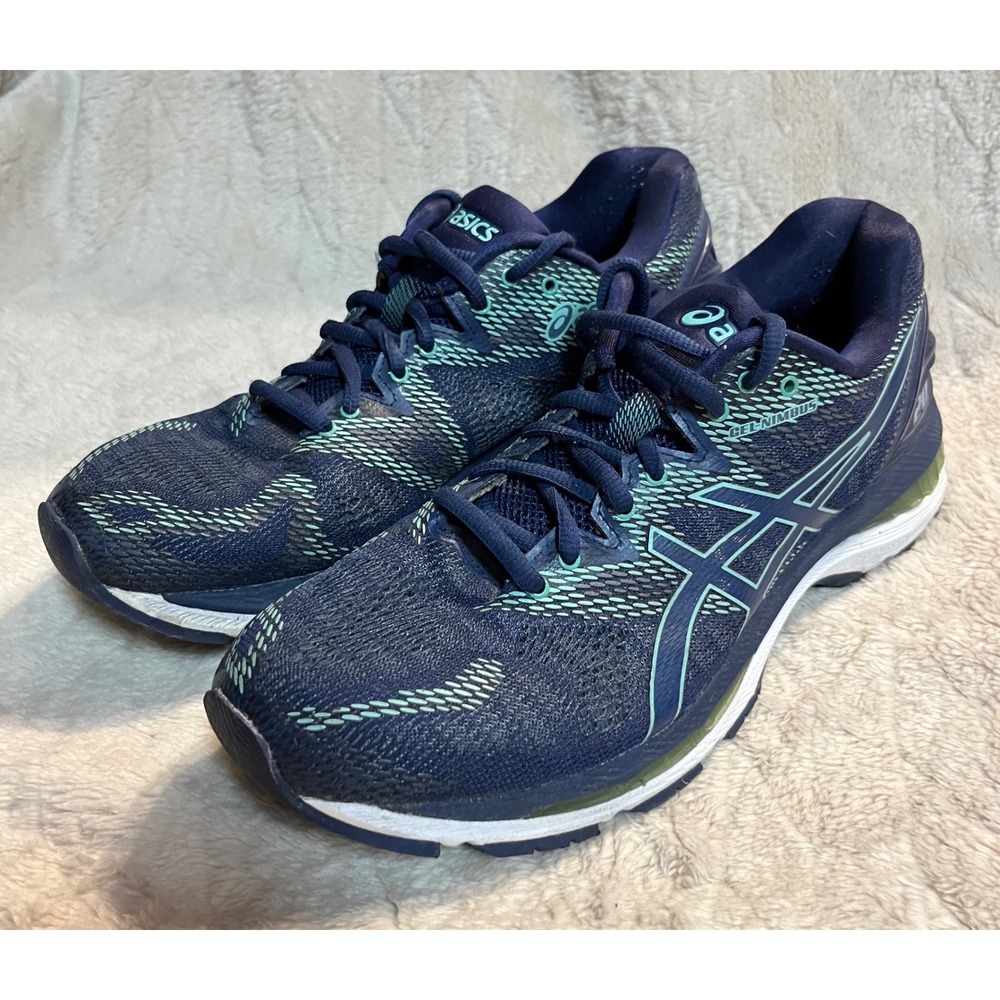 Asics Gel-Nimbus 20 Running Shoes Navy Blue Teal Womens 9‎ Wide D T851N